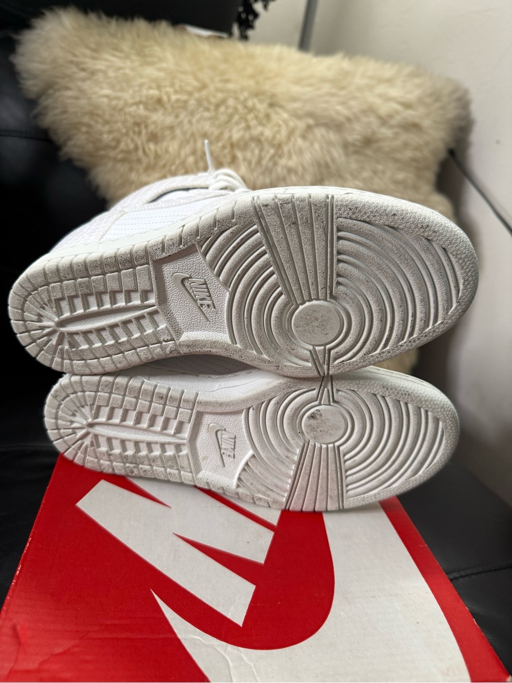 RARE Nike Triple White Croc Dunk Sky Hi Wedge Sneakers Japan Women’s 6.5 W/Box - Picture 7 of 8